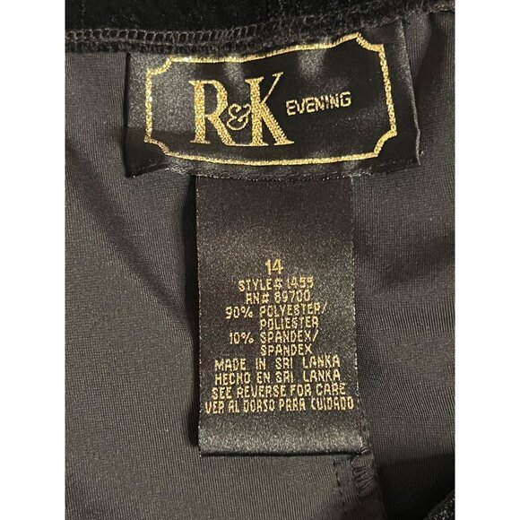 R & K Evening Black Velvet Skirt Size 14 Midi A Style Stretch Elastic Waist - Picture 11 of 15
